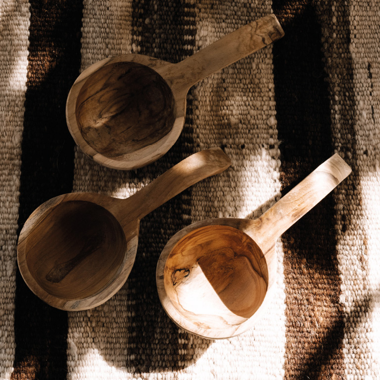 schaaltje teak handvat