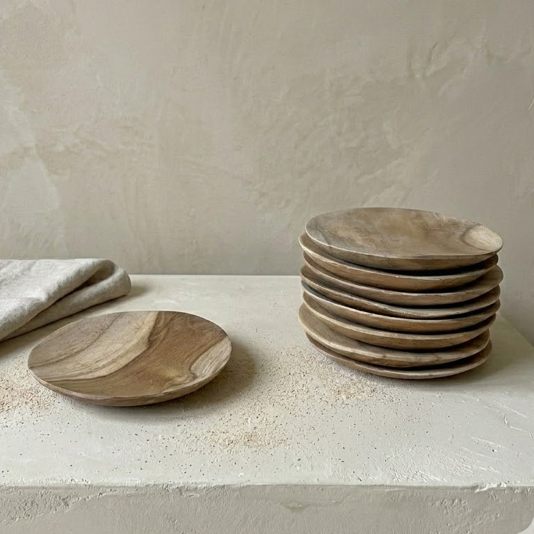 schaaltje teak plat rond 2