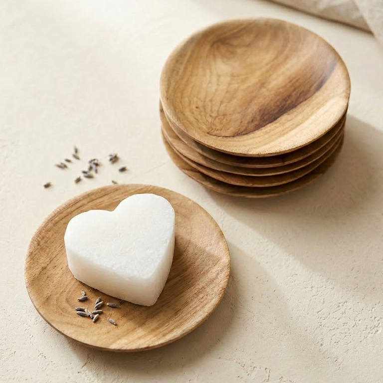 schaaltje teak plat rond