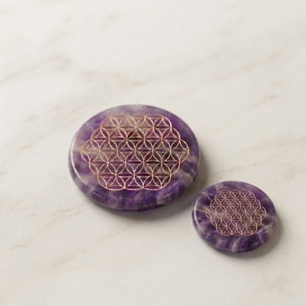 amethist schijf 3 en 5 cm cluster