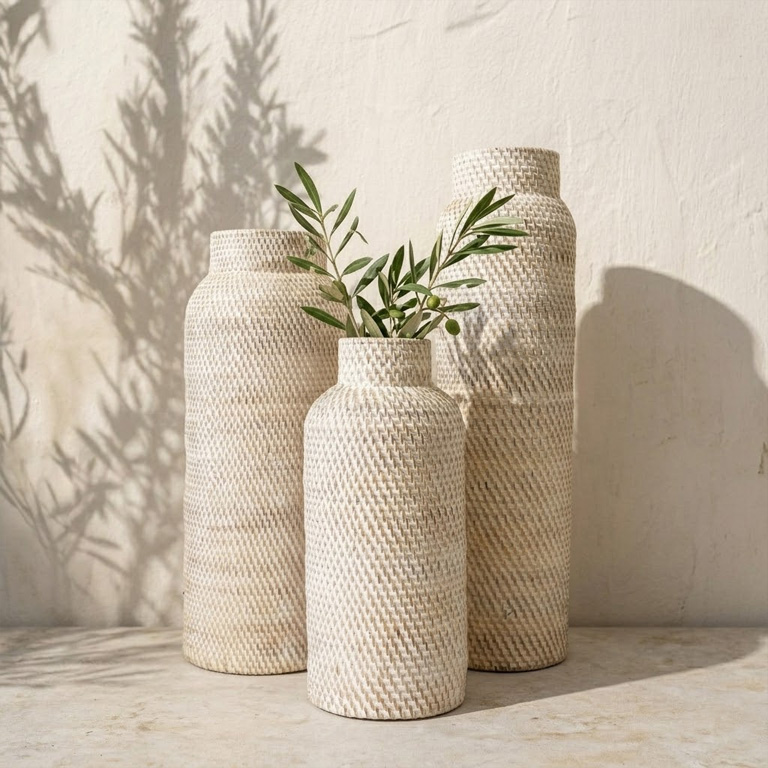 rotan vaas whitewash cluster Rotan Vaas