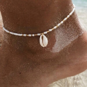 enkelbandje schelp charm wit