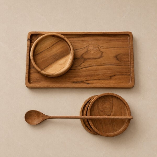 serveer tray teak cluster