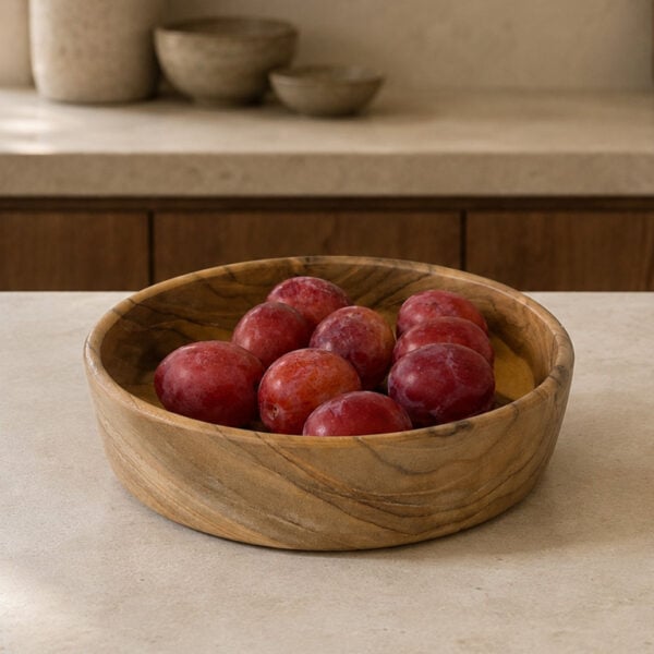 schaal teak recht 18 cm sfeer Kom teak hout