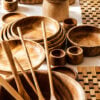 schaal teak recht cluster sfeer 2 Kom teak hout